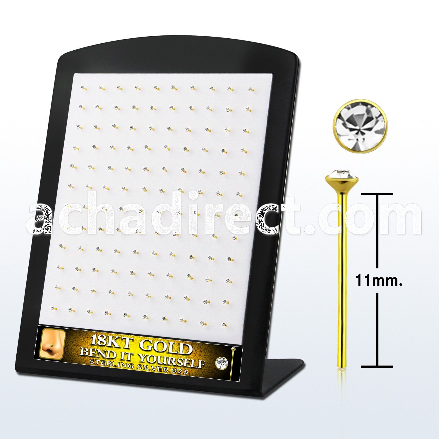 18bryrgc gold silver bend it nose studs w 1 5mm clear crystal