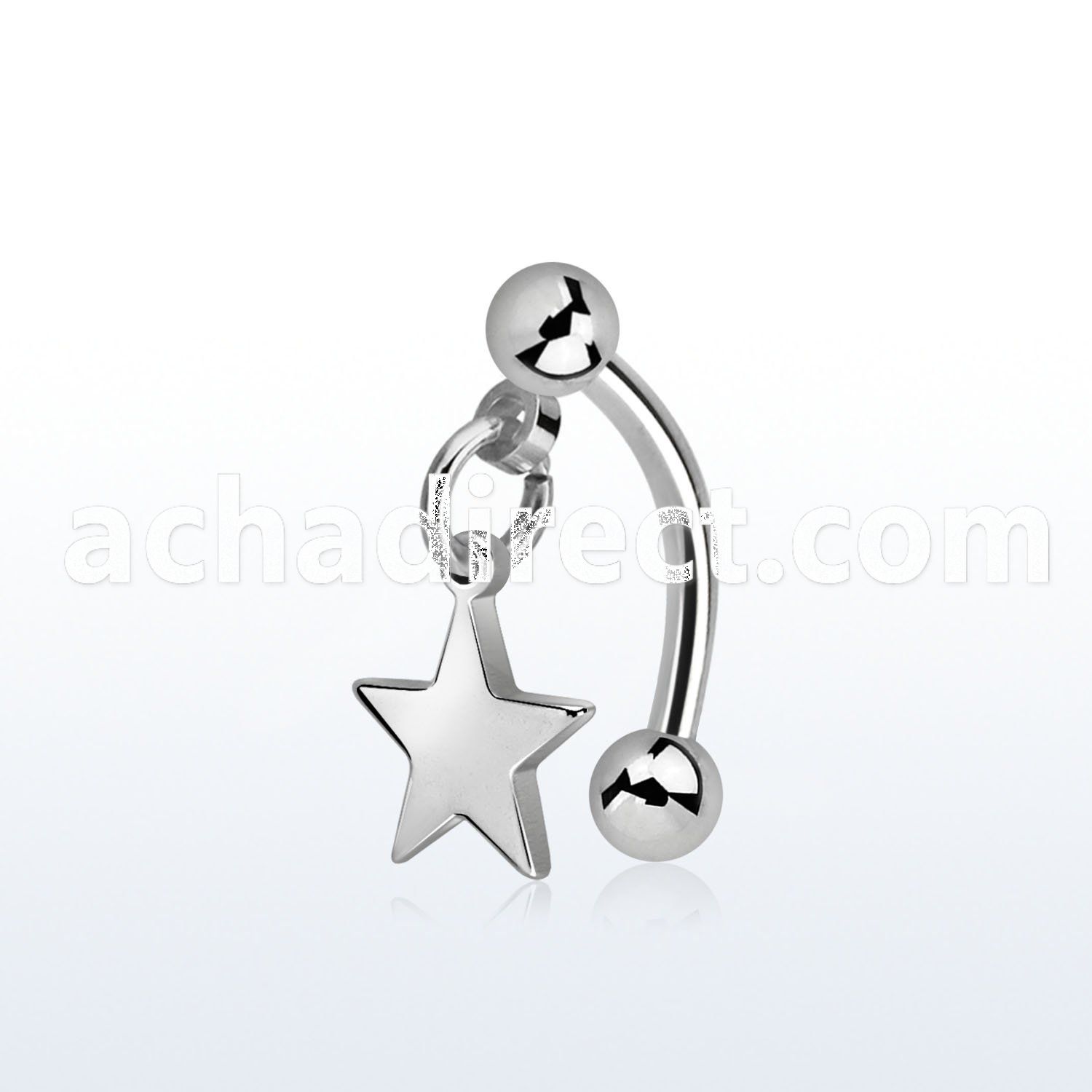 316 steel eyebrow banana w a dangling plain steel star