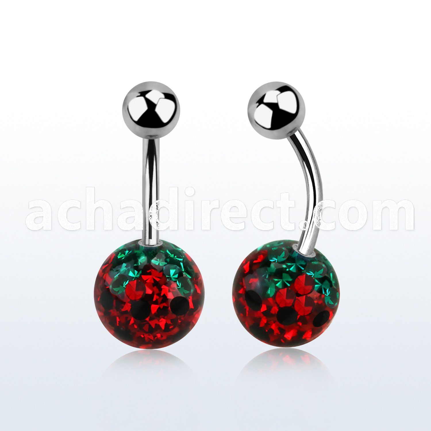 316l steel belly banana w 10mm strawberry ferido ball