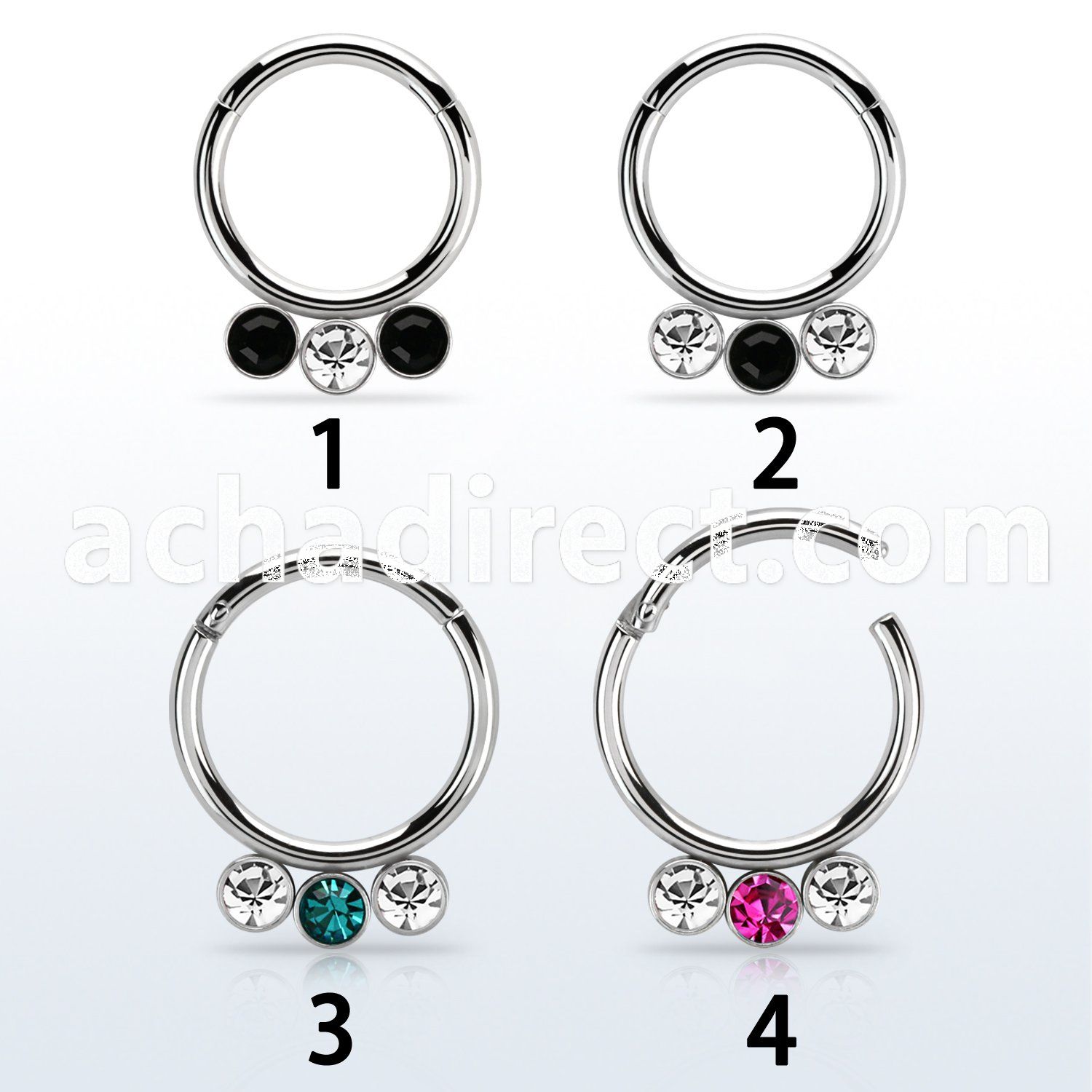 316l steel hinged segment ring 16g w alternating crystals