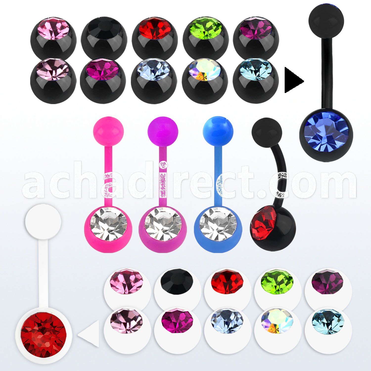 abn1cg acrylic banana with an 8mm jewel ball 5mm plain ball