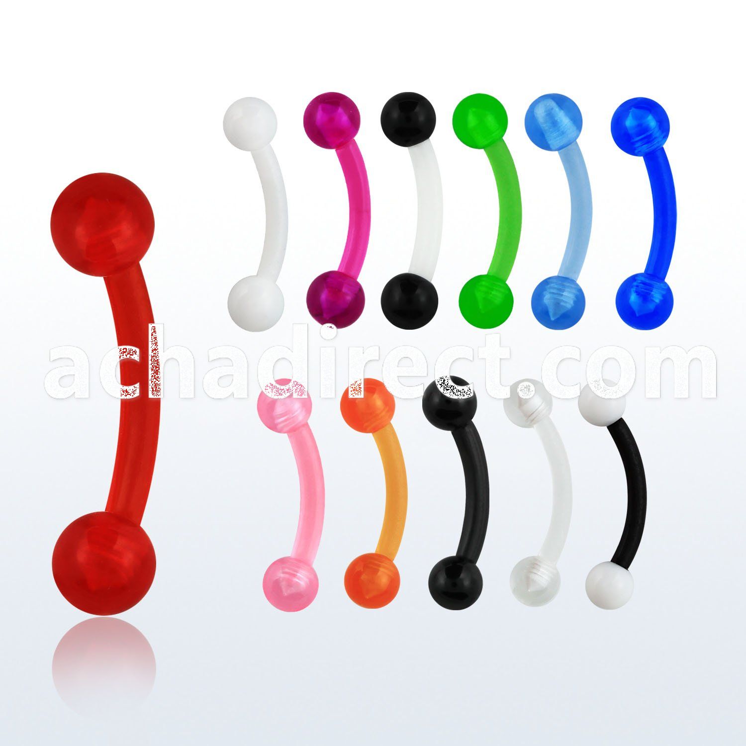 abnevb acrylic eyebrow banana with two 3mm balls in colors