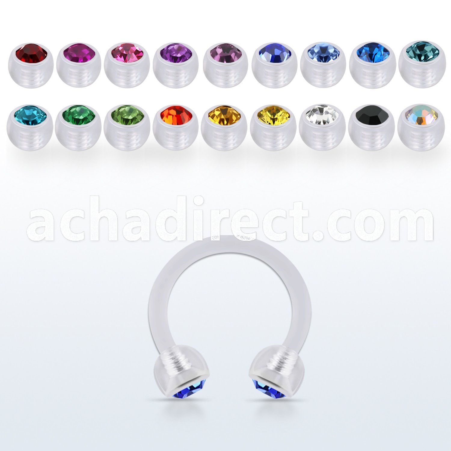 acbeajb4 acrylic circular barbell w 4mm ball w bezel set crystal