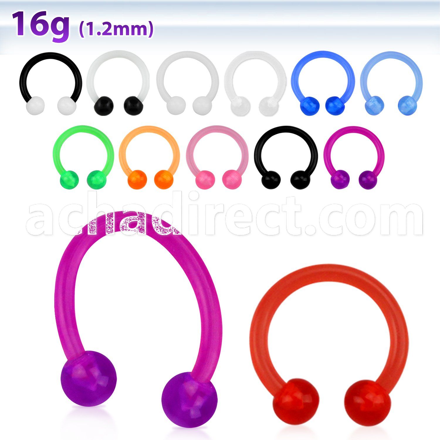 acbevb flexible acrylic circular barbell with 3mm uv ball