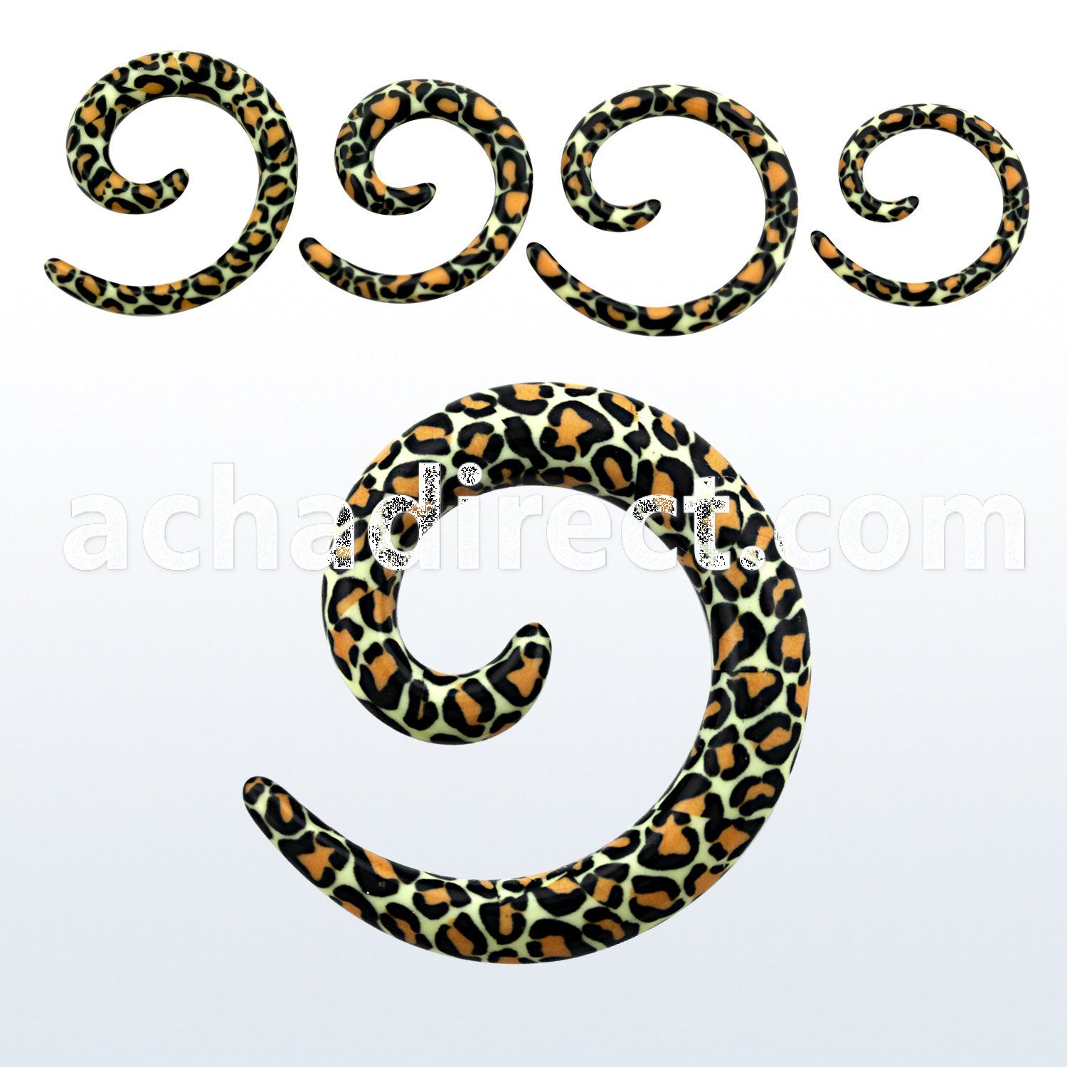 accof acrylic spiral coil taper with snake skin design
