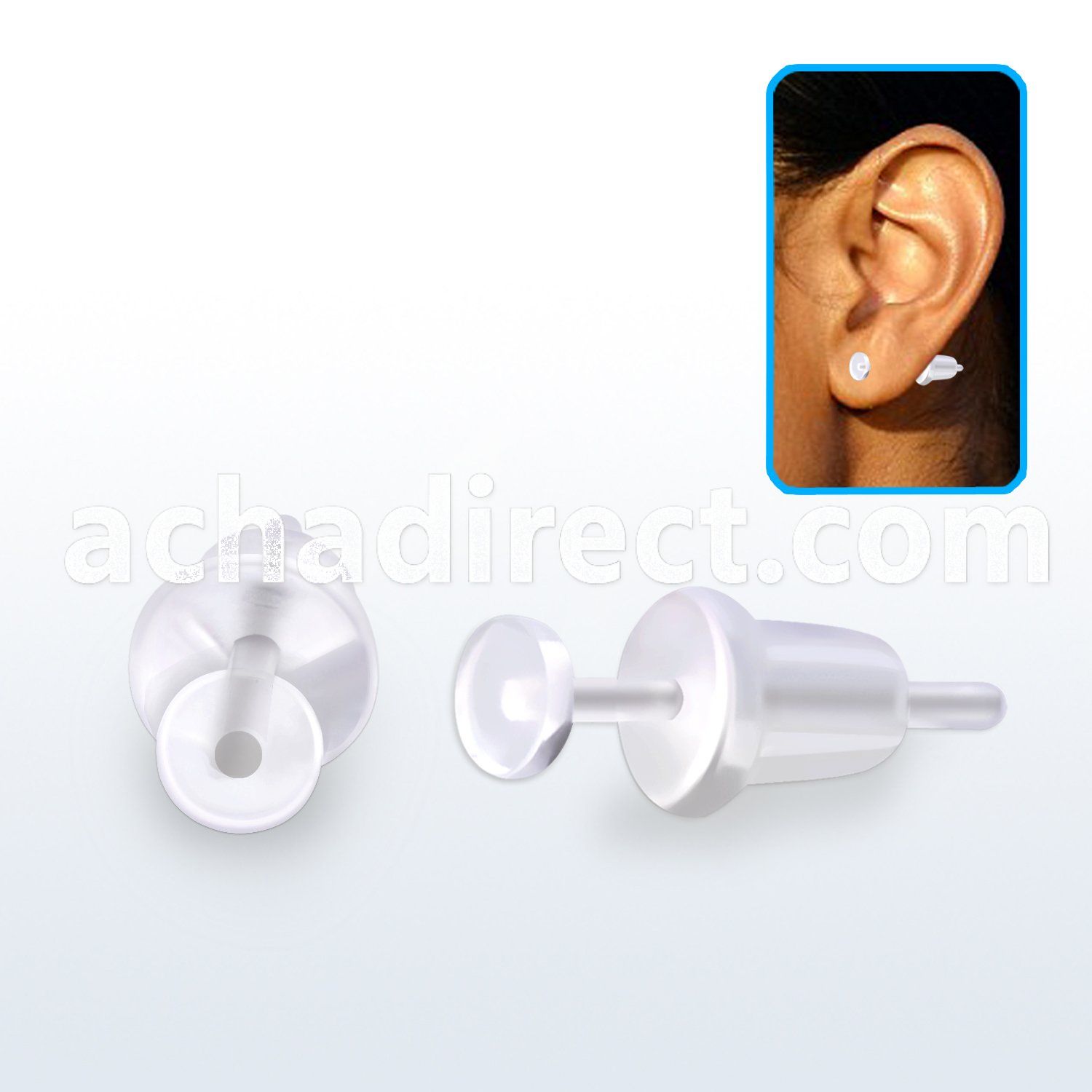 aerrd pair of flexible acrylic retainer ear stud flat disk top