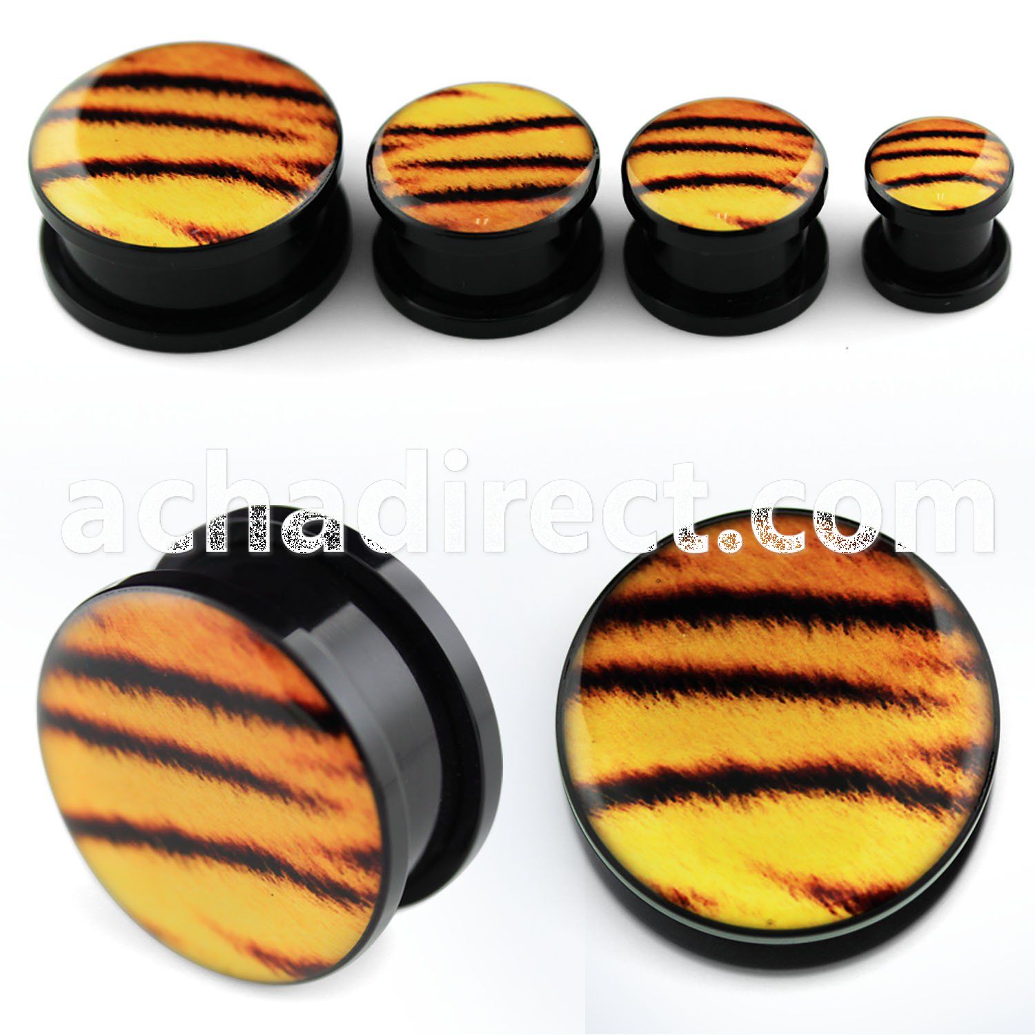 afpll black acrylic screwfit plug with tiger fur logo