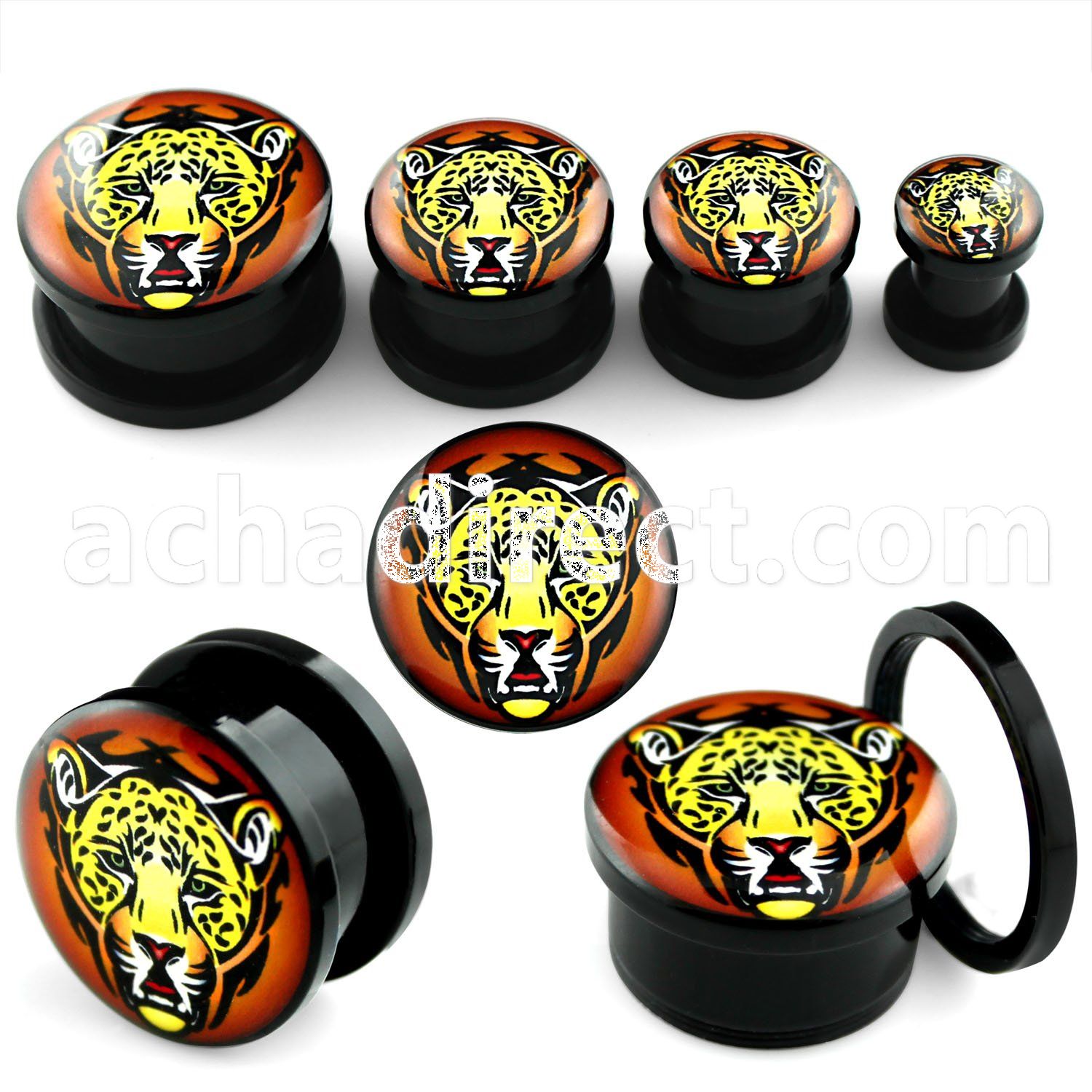 afppp acrylic screwfit plug with jaguar head in tattoo logo