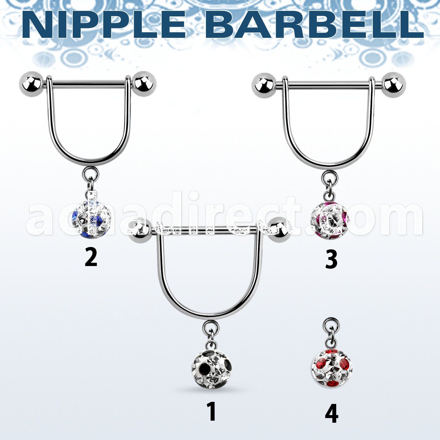 afrsnp6 steel nipple stirrup w 6mm dotted multi crystal ball