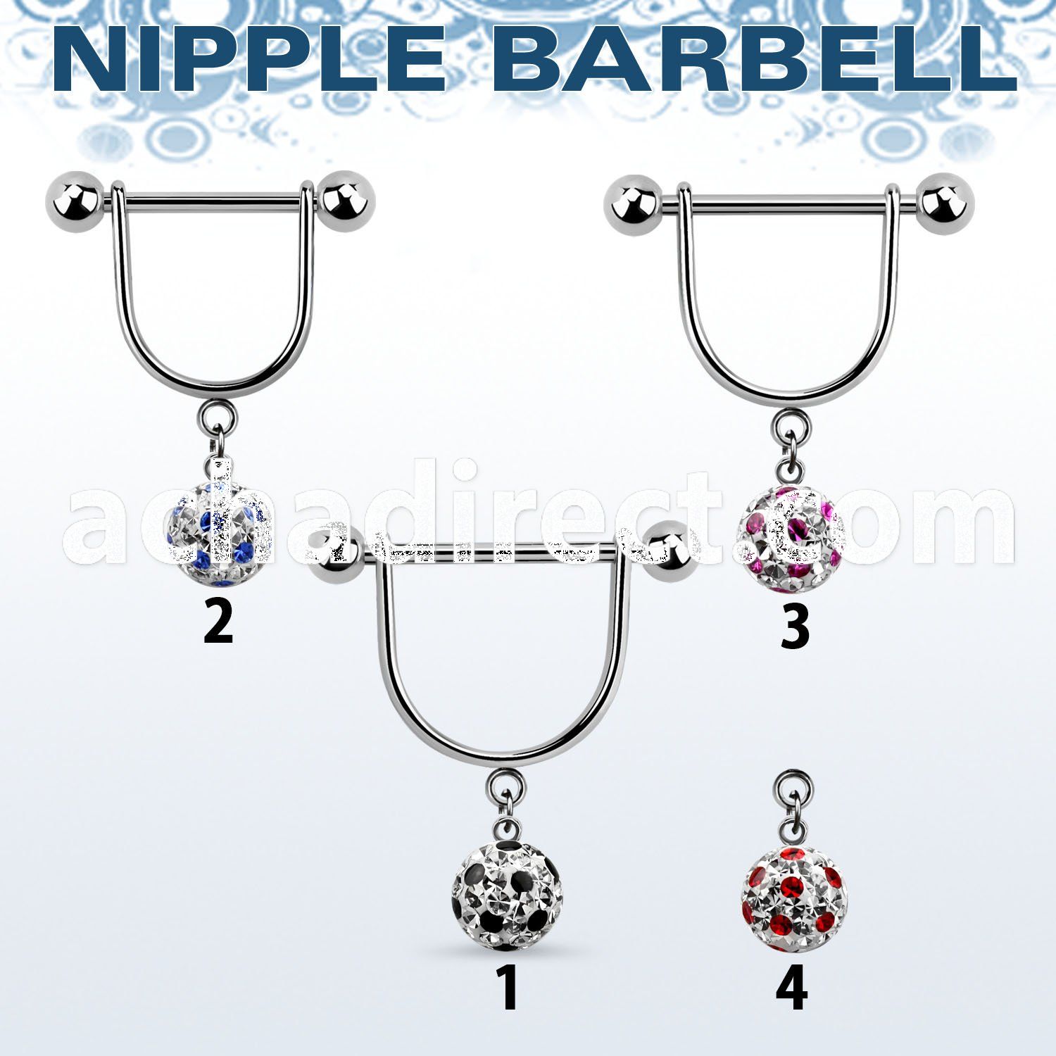 afrsnp8 steel nipple stirrup w 8mm dotted multi crystal ball