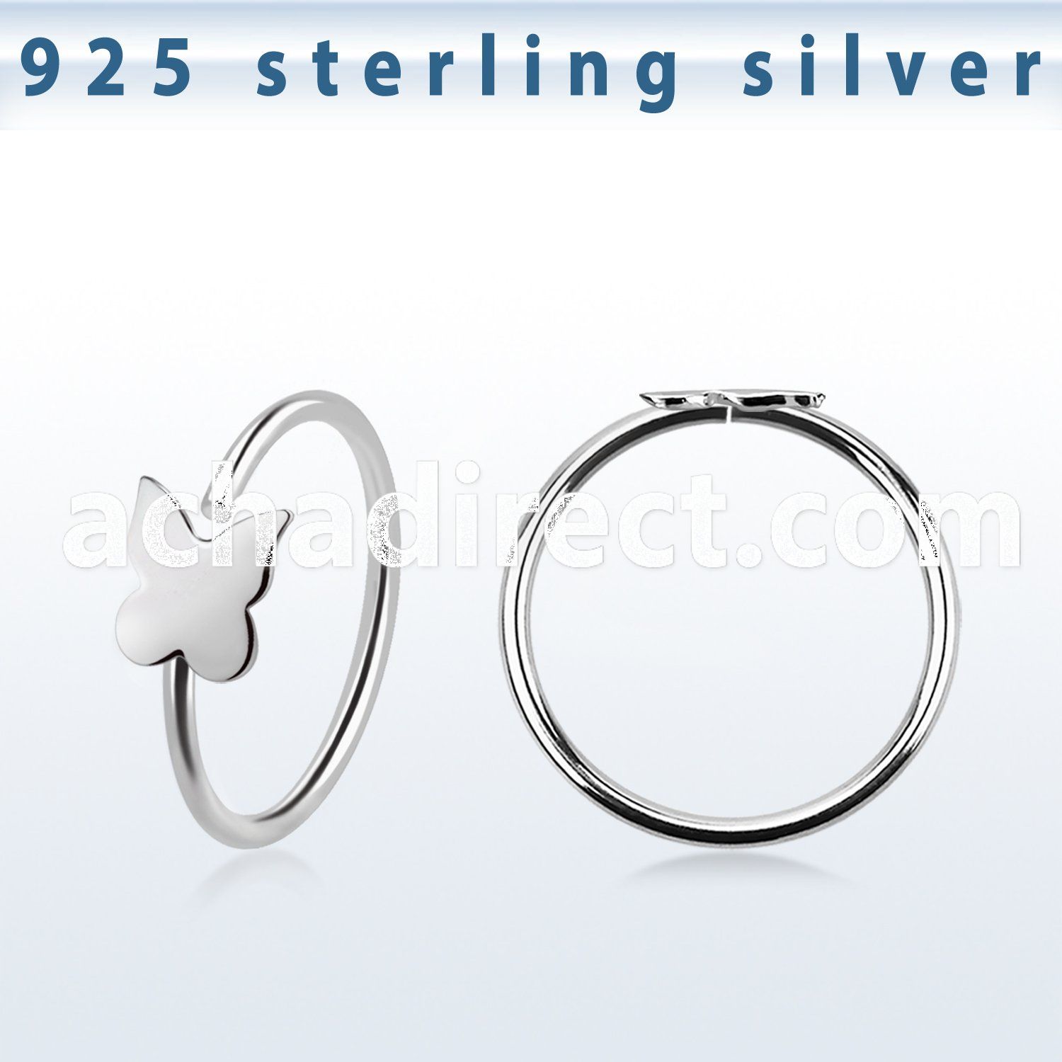 aghbt22 925 silver seamless nose ring butterfly