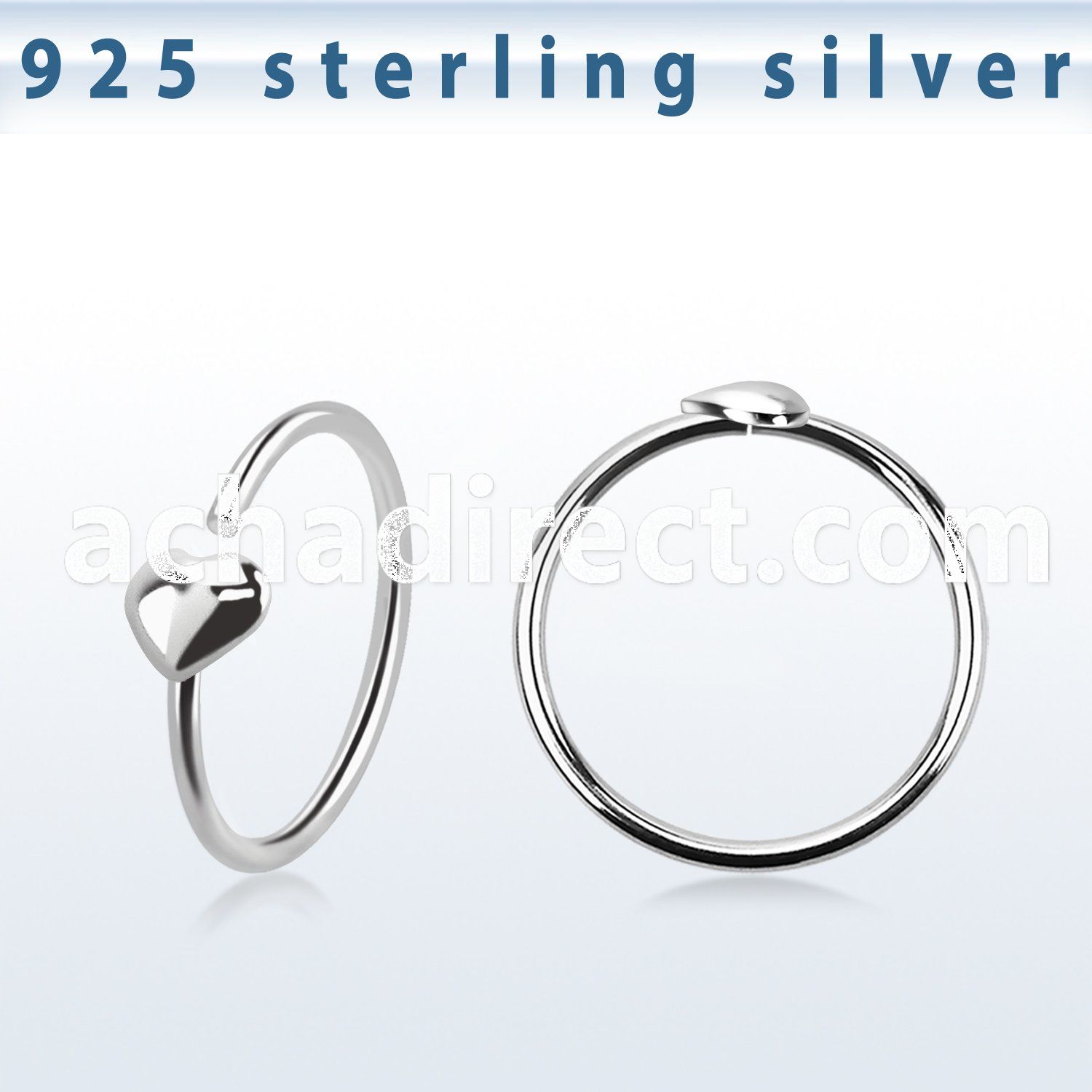 aghht22 925 silver seamless nose ring heart