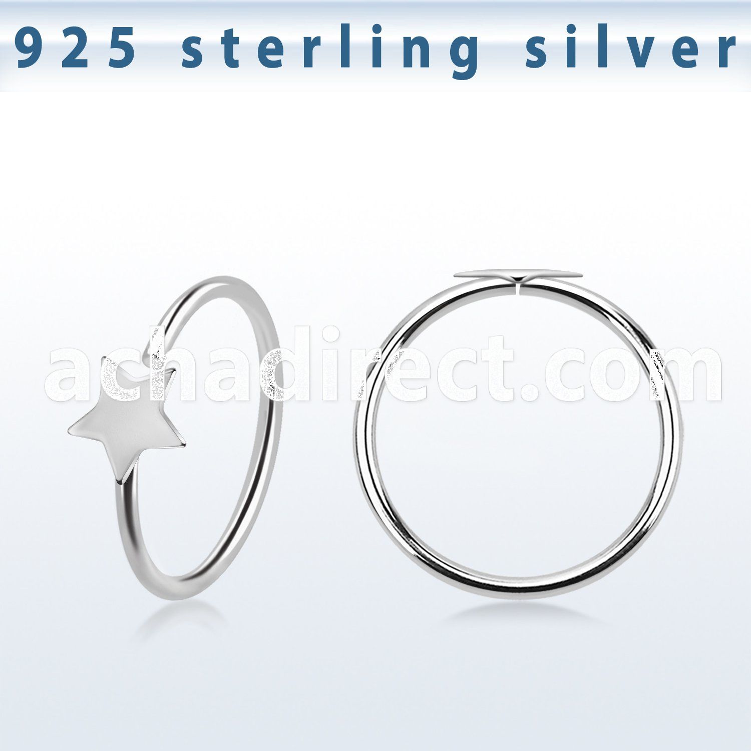 aghst22 925 silver seamless nose ring star