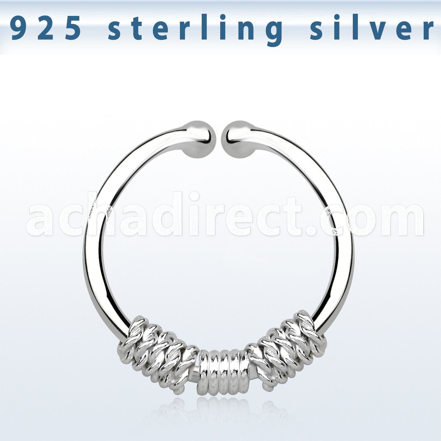 agsep12e silver fake septum ring w three ropes wrapped around