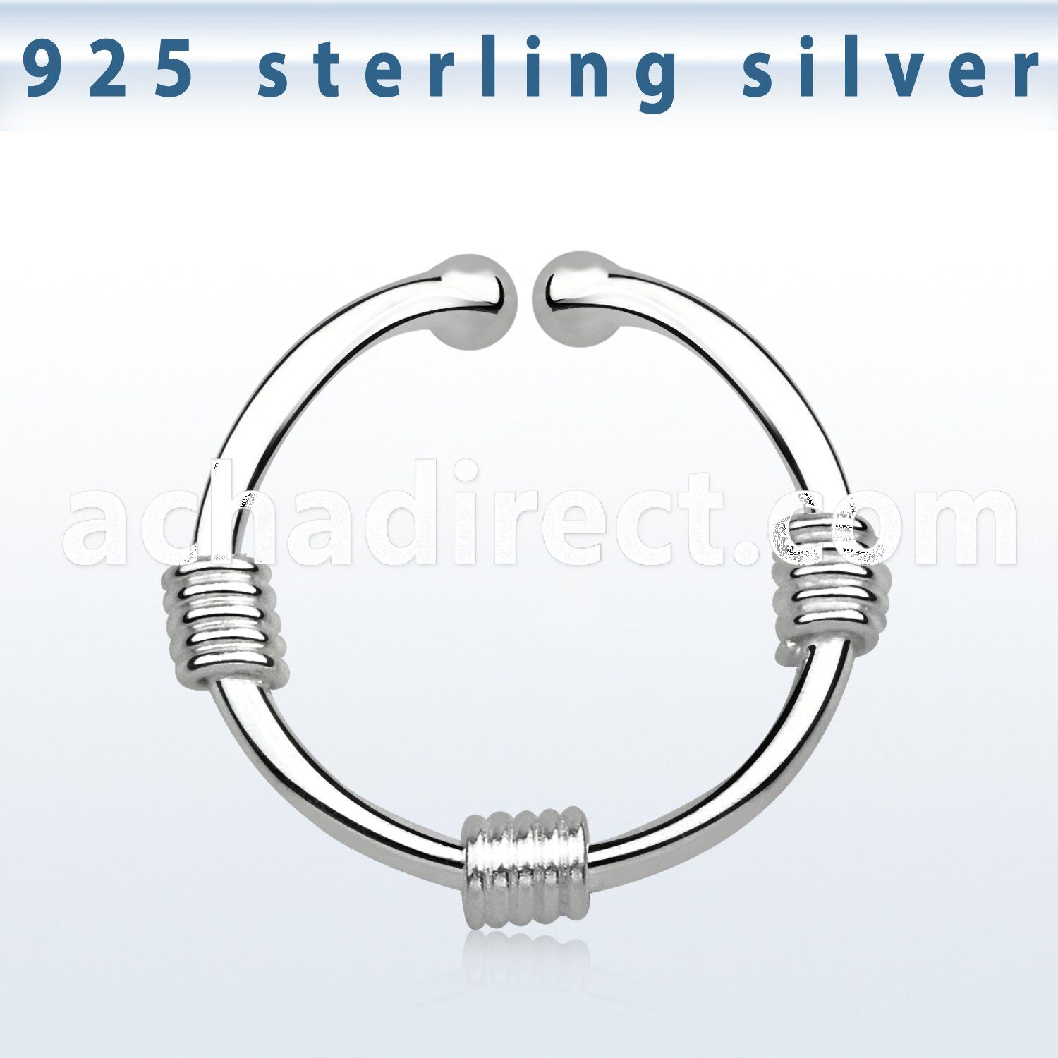 agsep12h silver fake septum ring w three wires wrapped