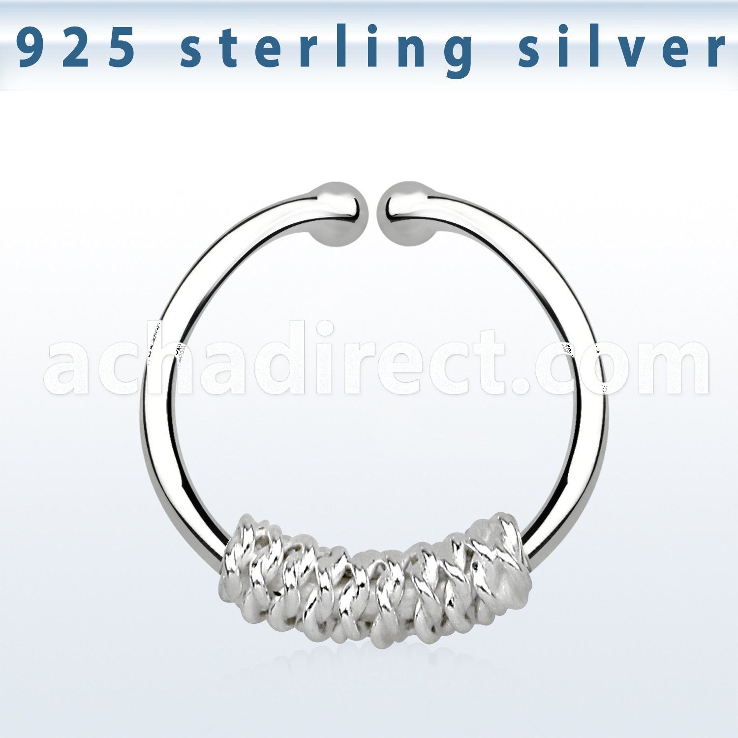 agsep12i silver fake septum ring w with a thick rope wrapped