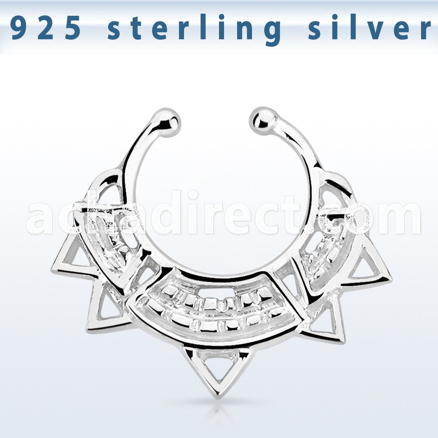 agsepd10 silver fake septum clicker wide engraved indian design 