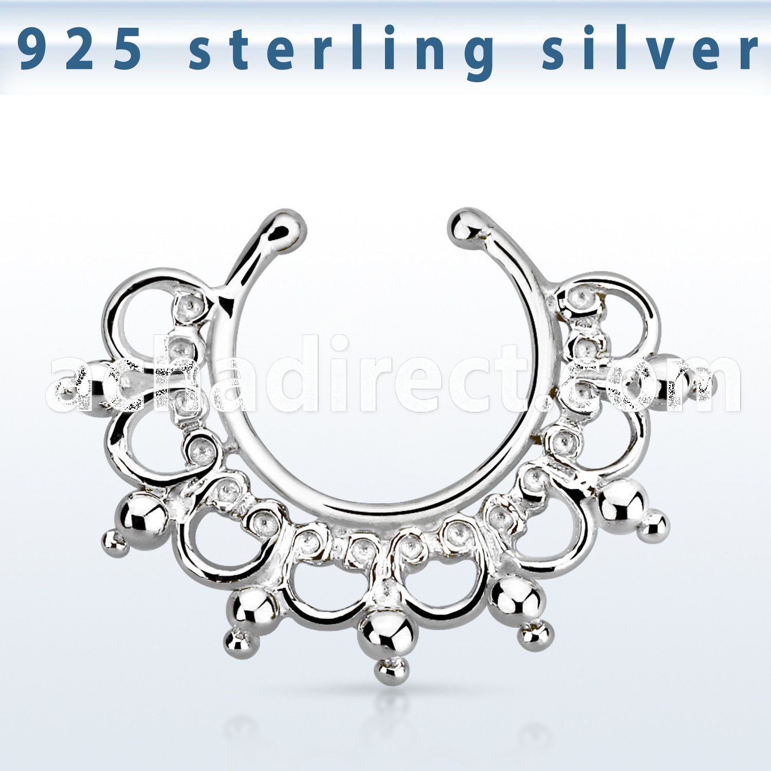 agsepd12 silver fake septum clicker engraved indian design 