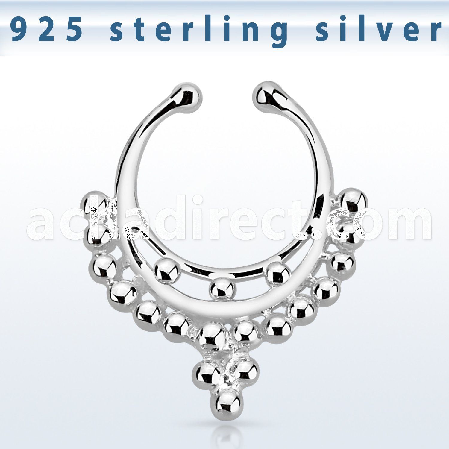 agsepd9 silver fake septum clicker, w a indian inspired design 