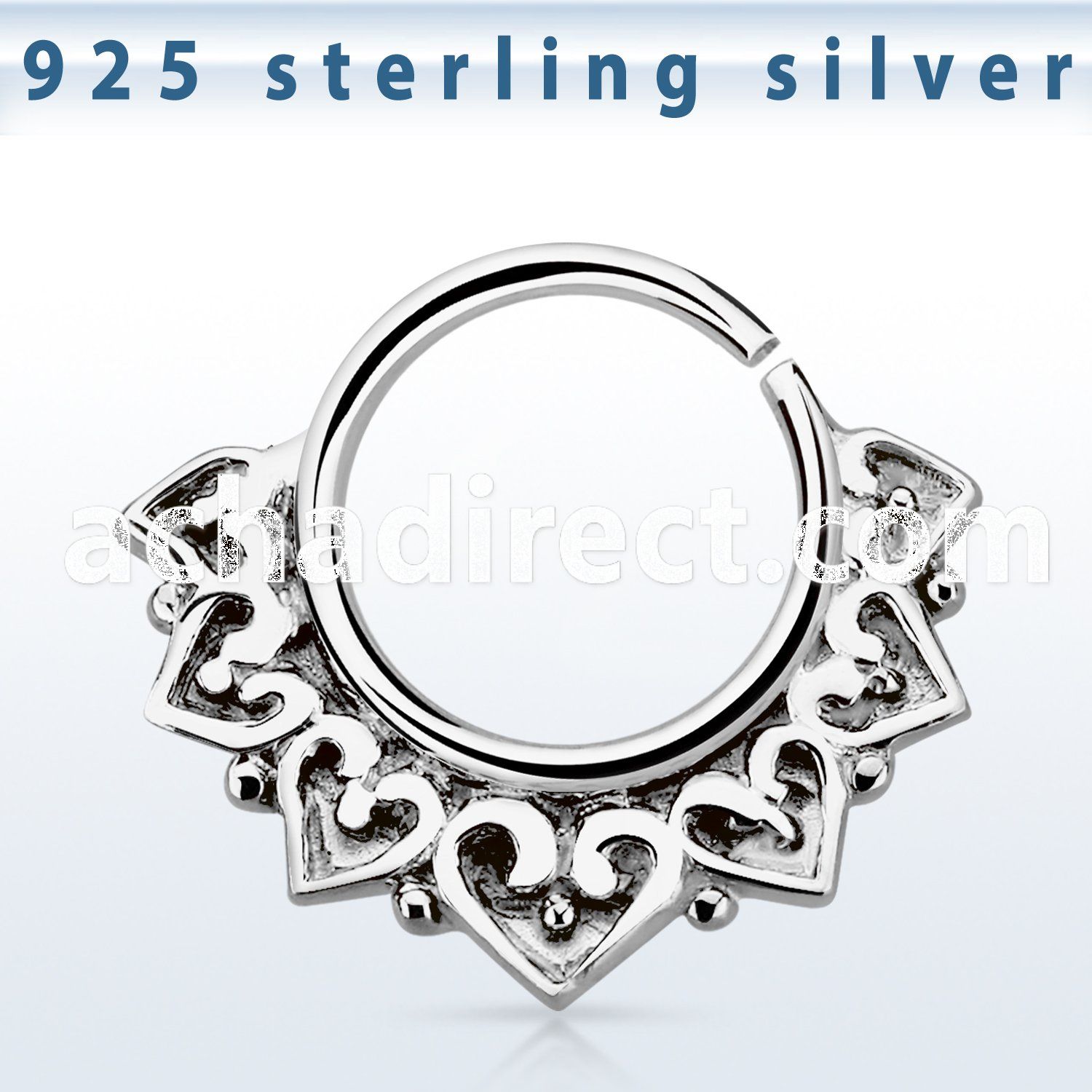 agsepv11 silver septum ring w wide engraved vintage indian design