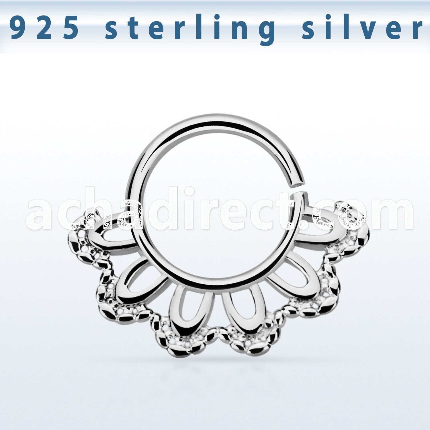agsepv3 925 silver septum ring in a indian leaf design