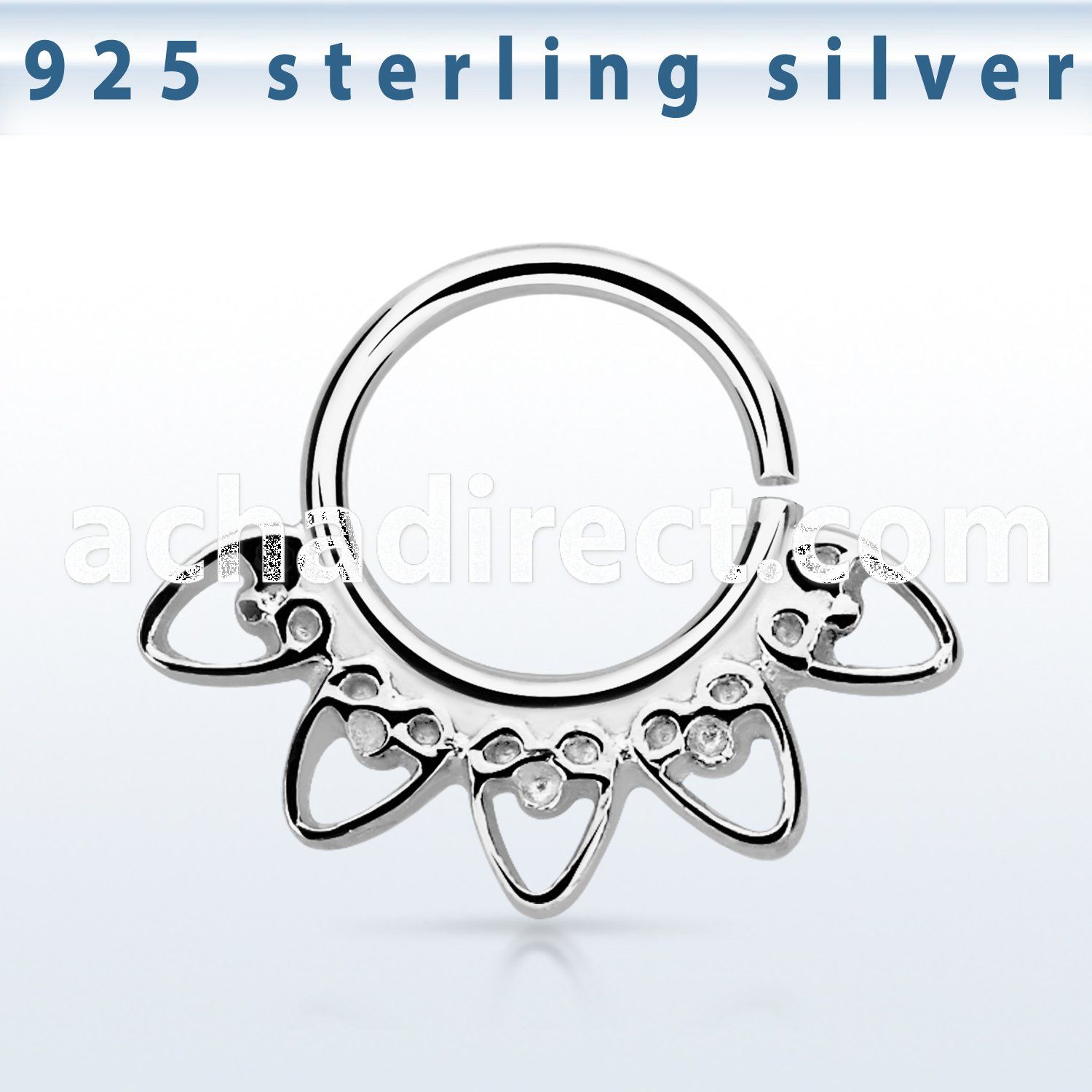 agsepv6 925 silver septum ring in a indian heart design