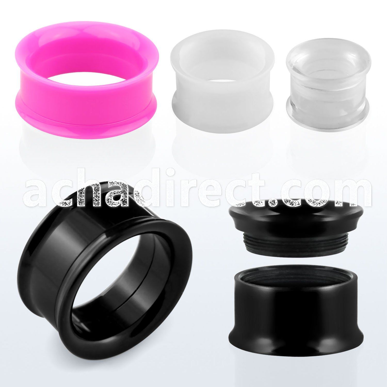 ahp double flared acrylic flesh tunnel w internal screwfit