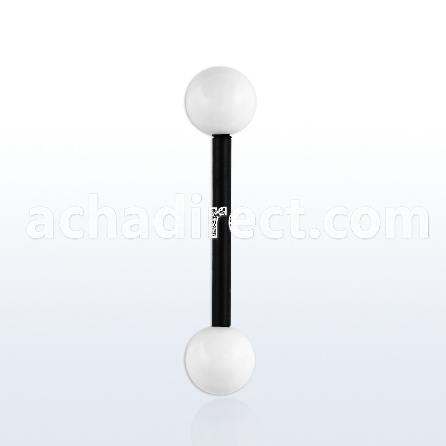 akbbw6 flexible acrylic tongue barbell with 6mm white balls