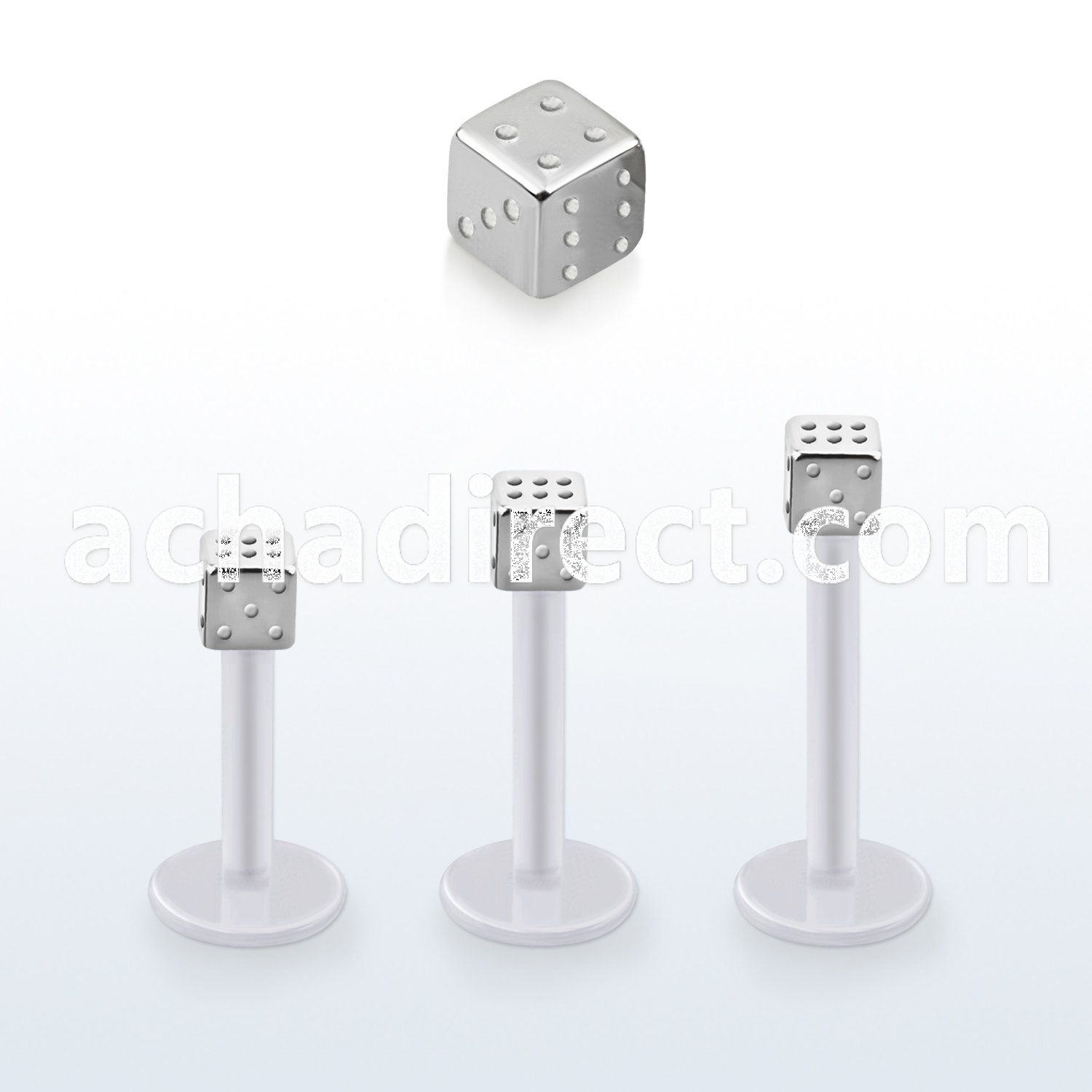 albd25 bio  flex labret, 16g (1.2mm) with a 2.5mm steel dice