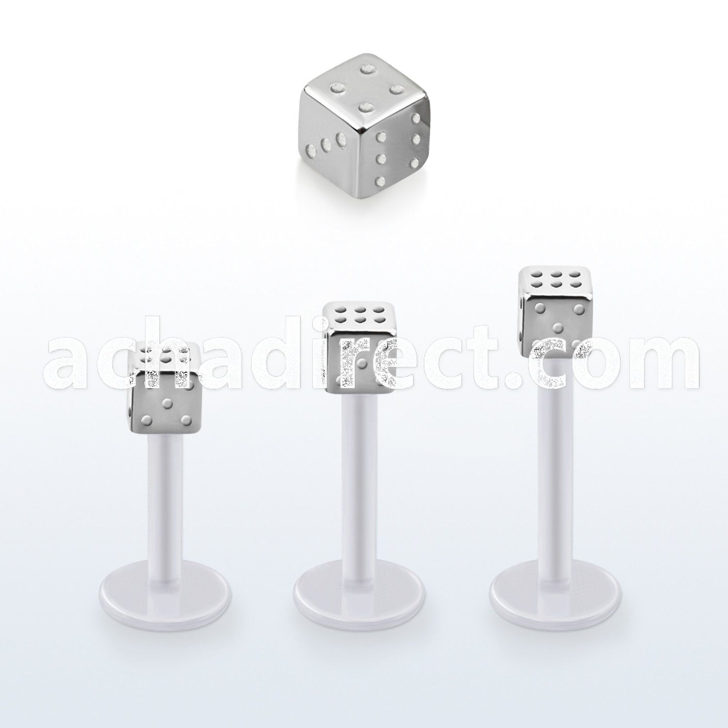 albd4 bio  flex labret, 16g (1.2mm) with a 4mm steel dice