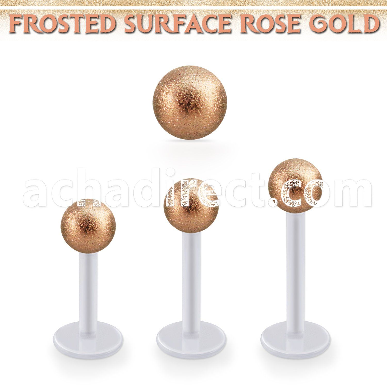 albfott5 bio  flex labret w 5mm rose gold frosted steel ball