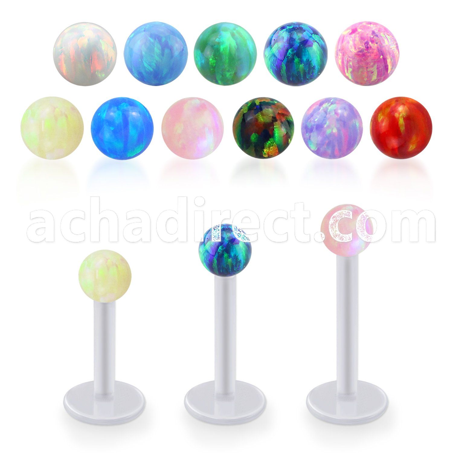 albop3 bio  flex labret w 3mm synthetic opal ball