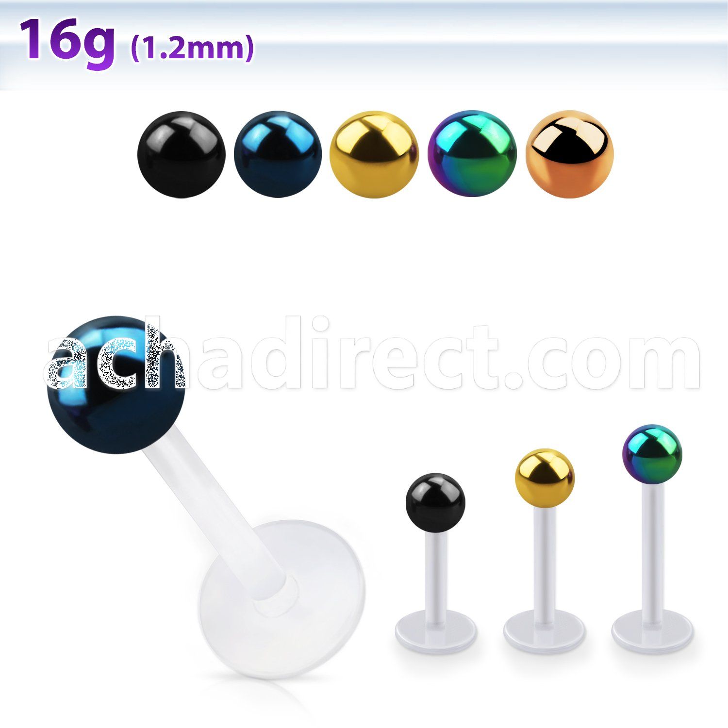 albtb4 bio  flex labret with 4mm pvd plated steel ball