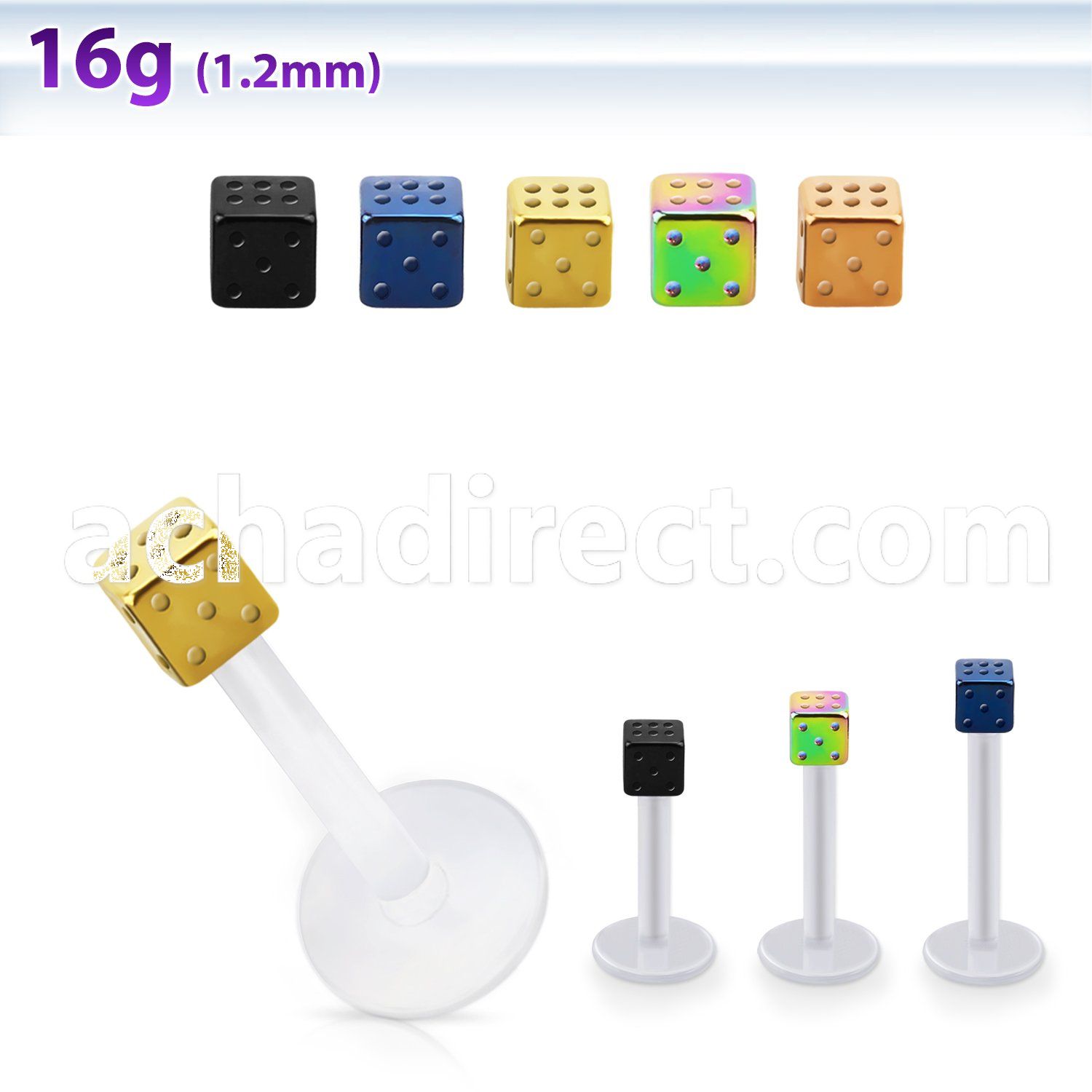 albtd25 bio  flex labret w 2.5mm pvd plated steel dice