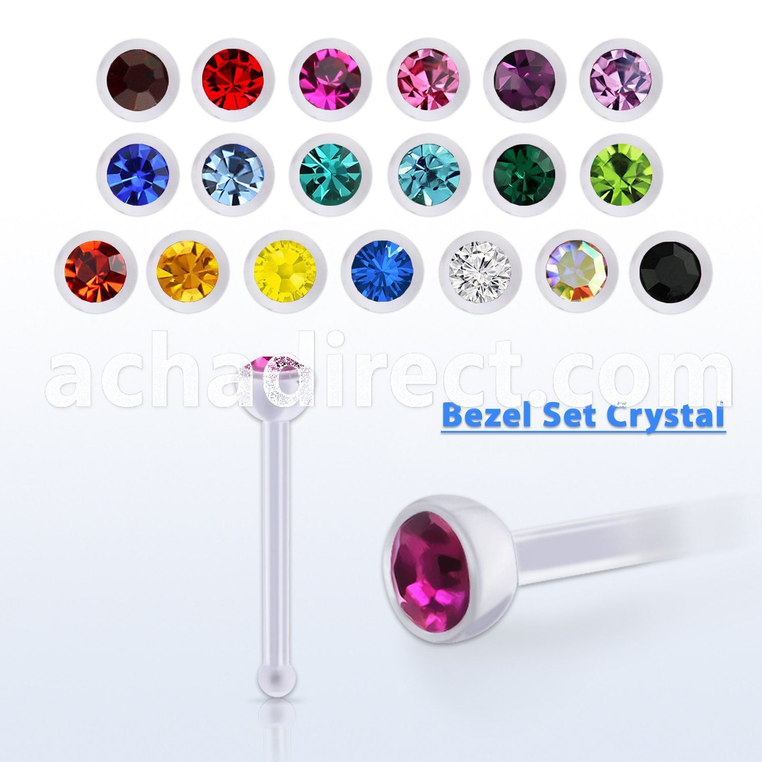 anbbc2 bio  flex nose bone w 2mm bezel set swarovski crystal