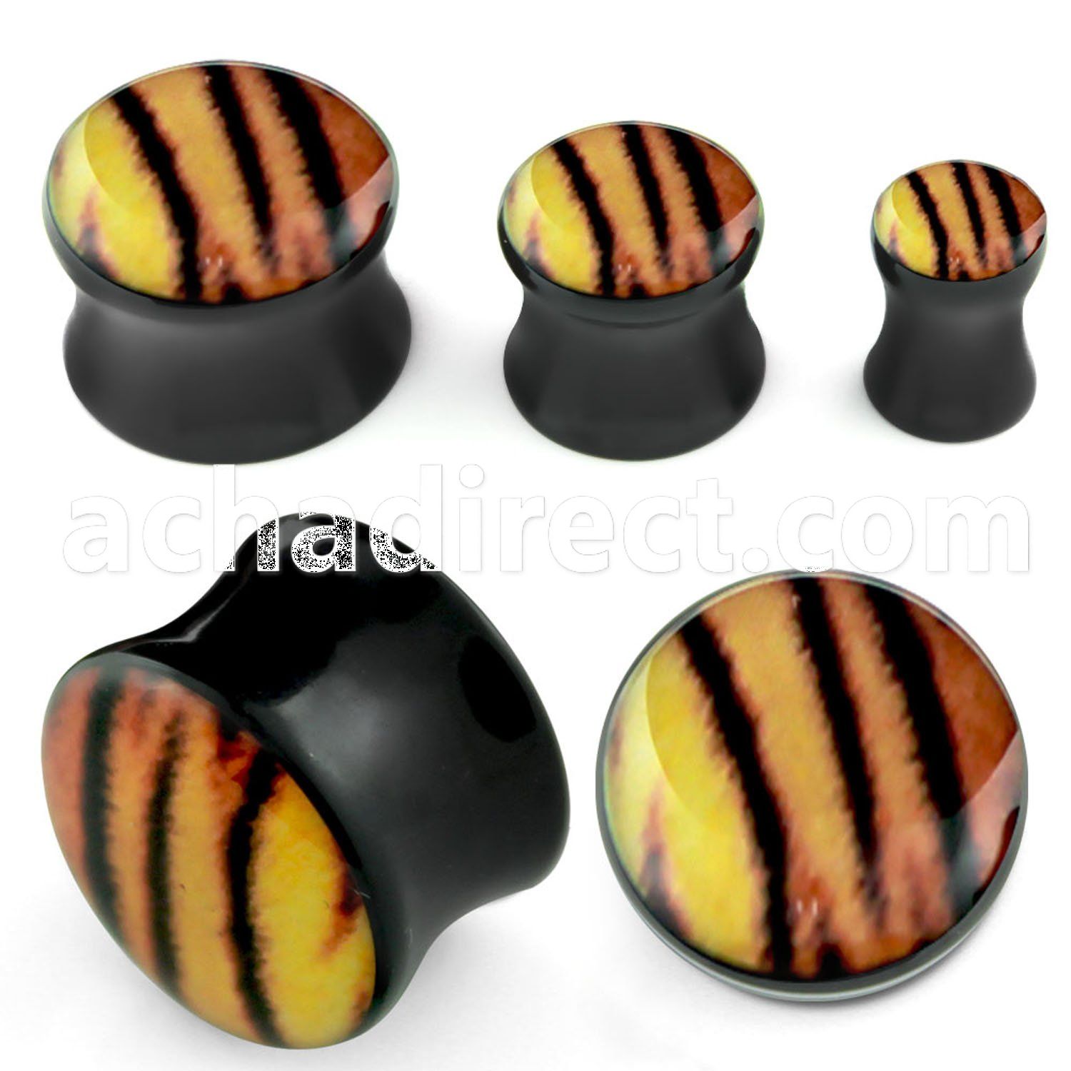 apgpp acrylic double flared plug with tiger fur logo
