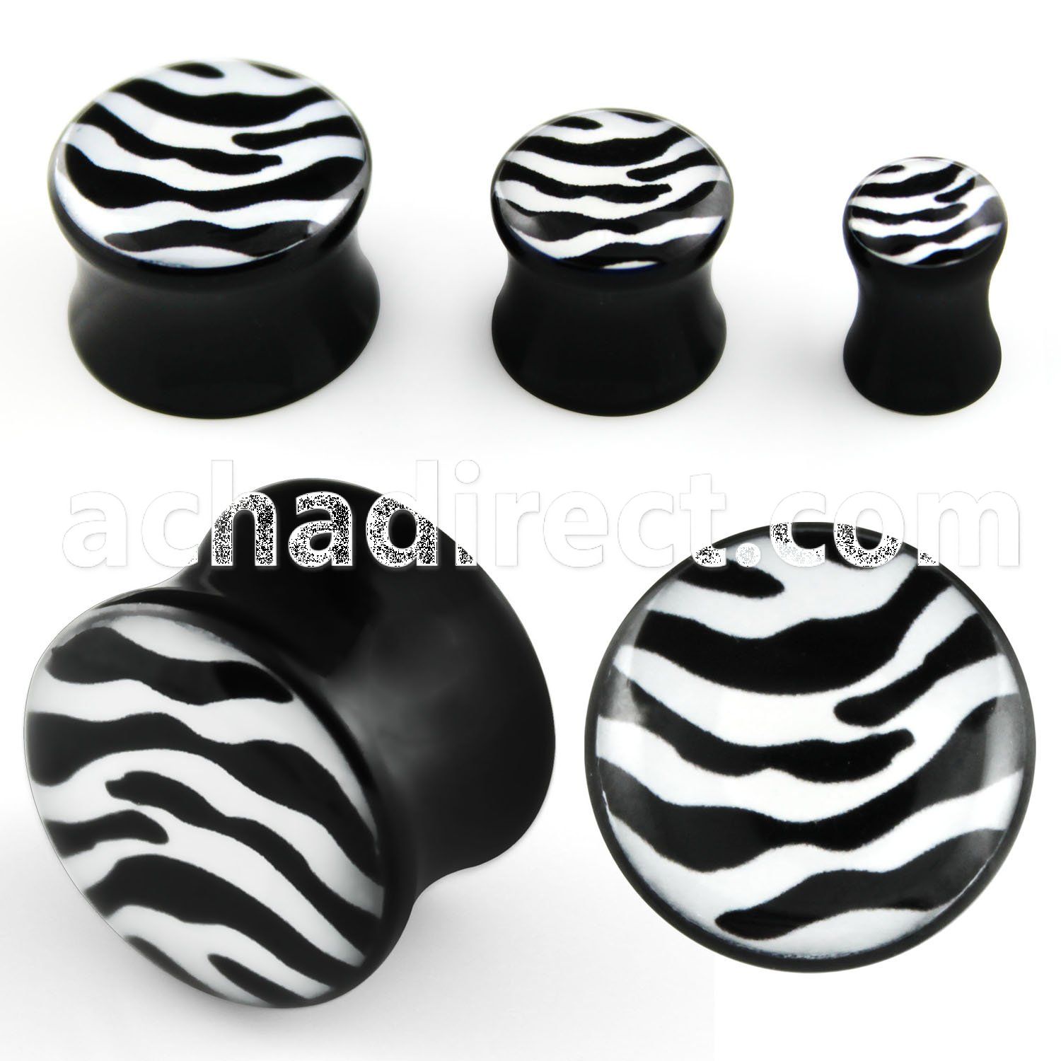 apgt acrylic double flared plug with zebra stripes logo