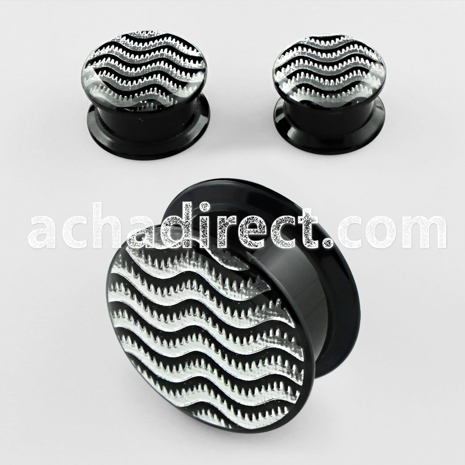 apic acrylic logo plug with threading wavy stripes logo