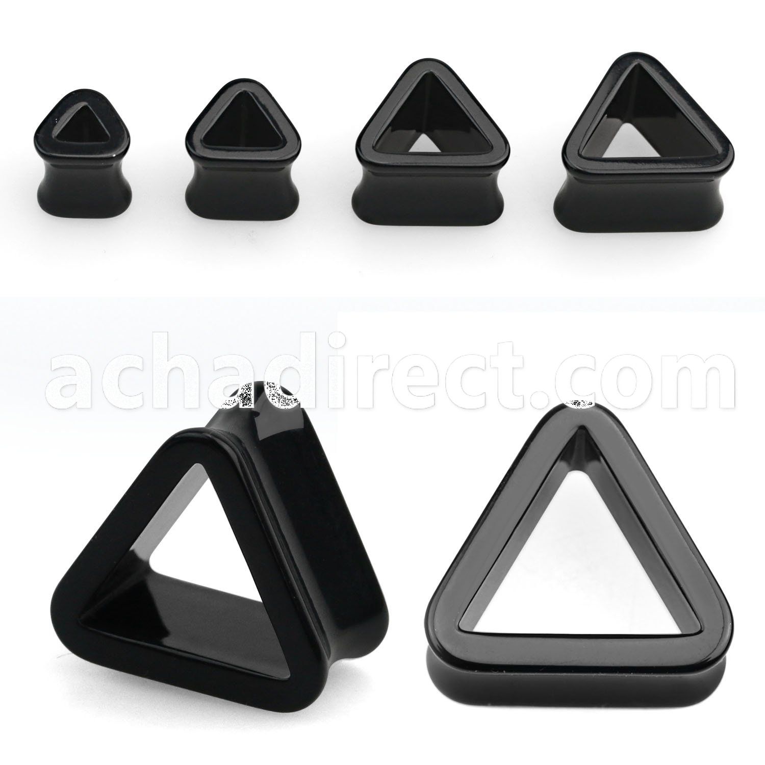 aptr black acrylic triangle double flare flesh tunnel