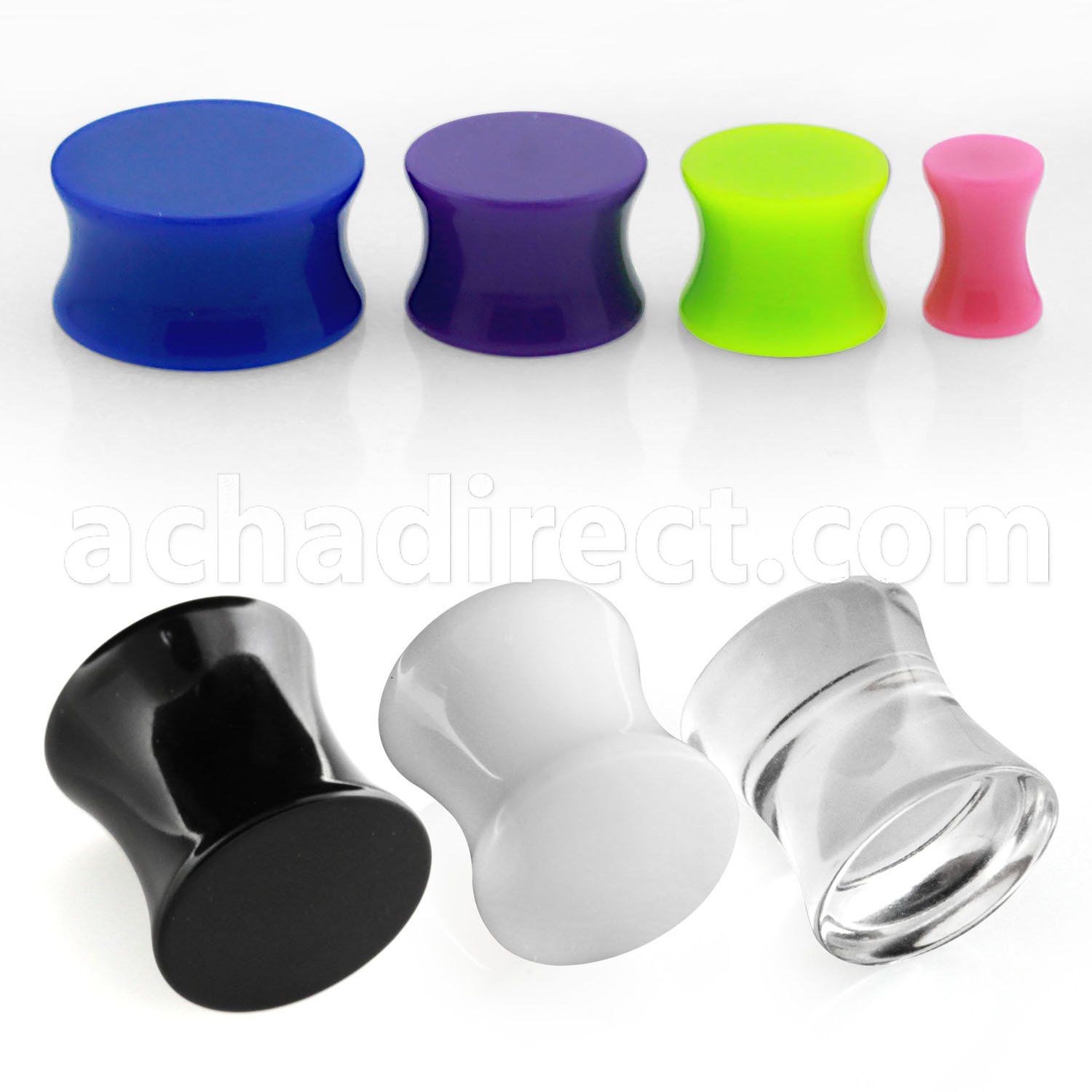 aspg solid 3mm to 5mm acrylic double flared plug in colors