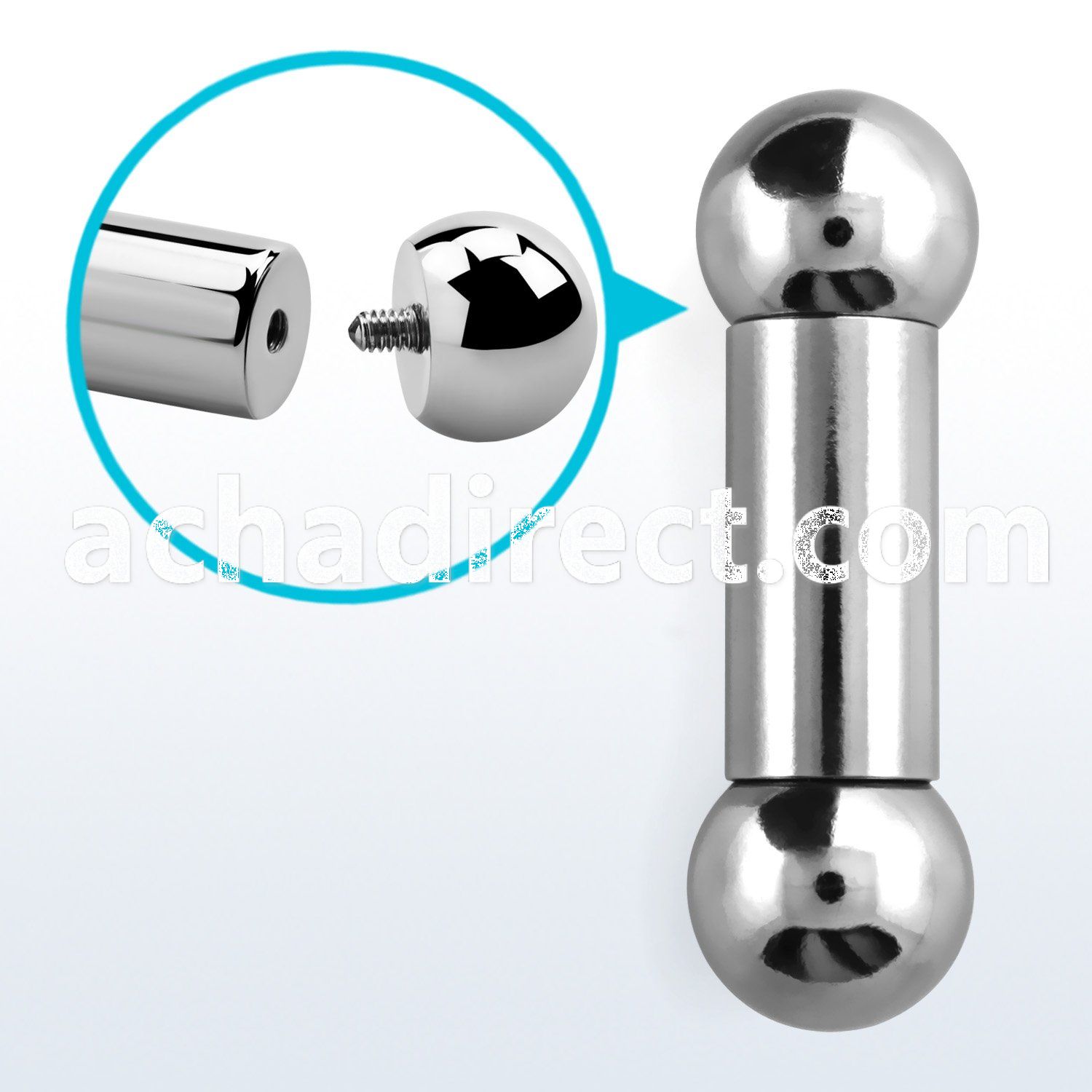 bb00 316l surgical steel barbell 00g 12mm balls