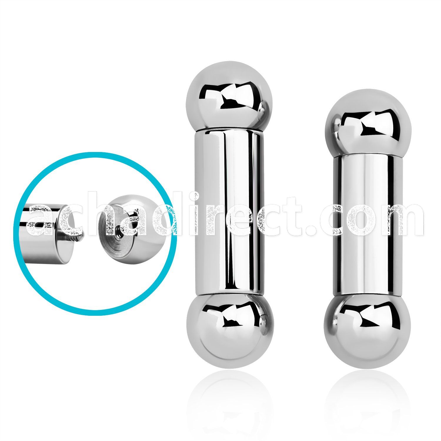 bb0x 8mm 316l steel tongue barbell w external threaded balls