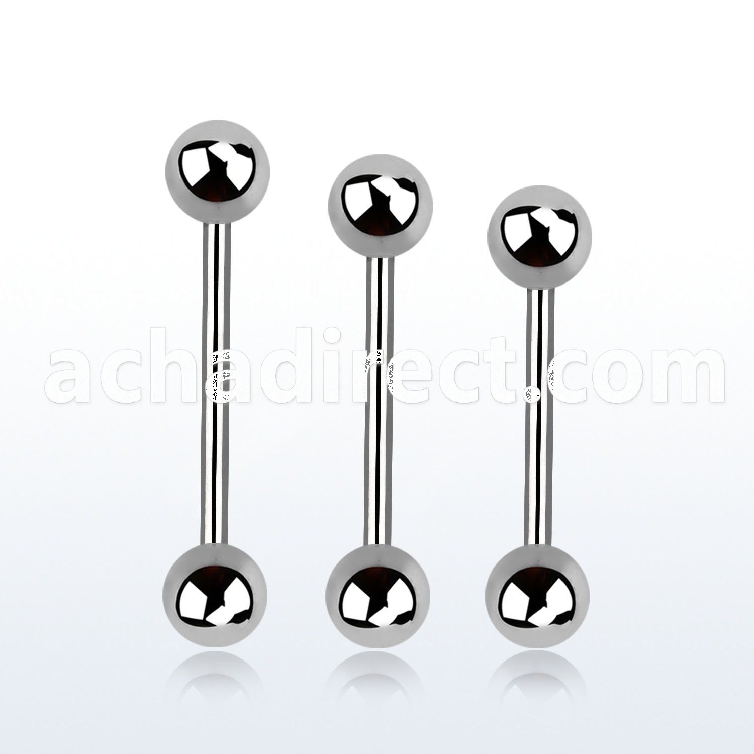 bb20 6mm to 10mm 316l steel barbell with two 3mm balls
