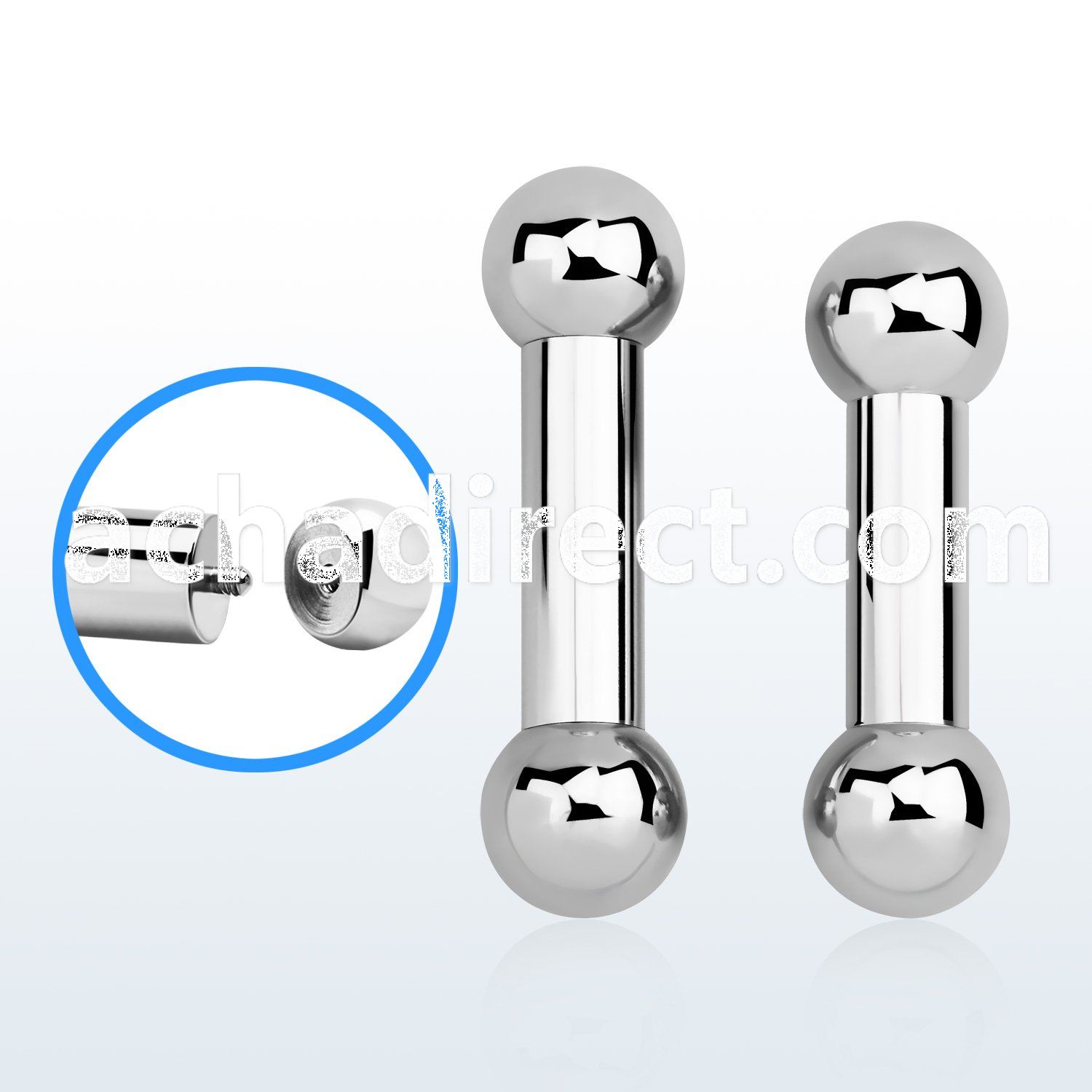 bb2x 6mm 316l steel tongue barbell w external threaded balls