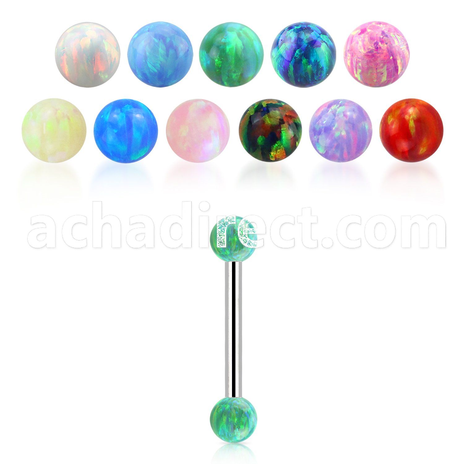 bbeop3 316l steel eyebrow helix barbell w synthetic opal balls