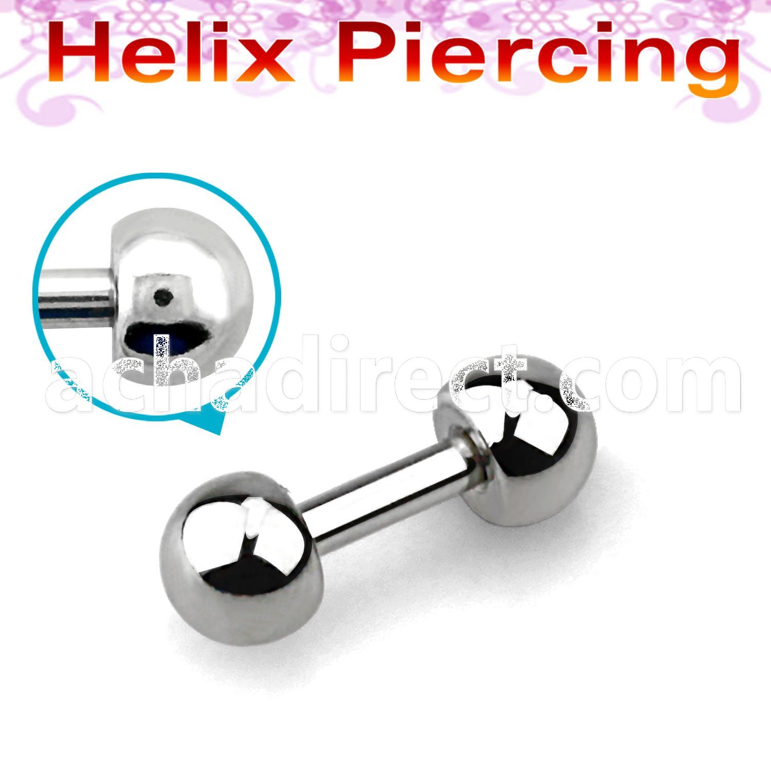 bber28 316l steel helix piercing with 5mm half steel balls