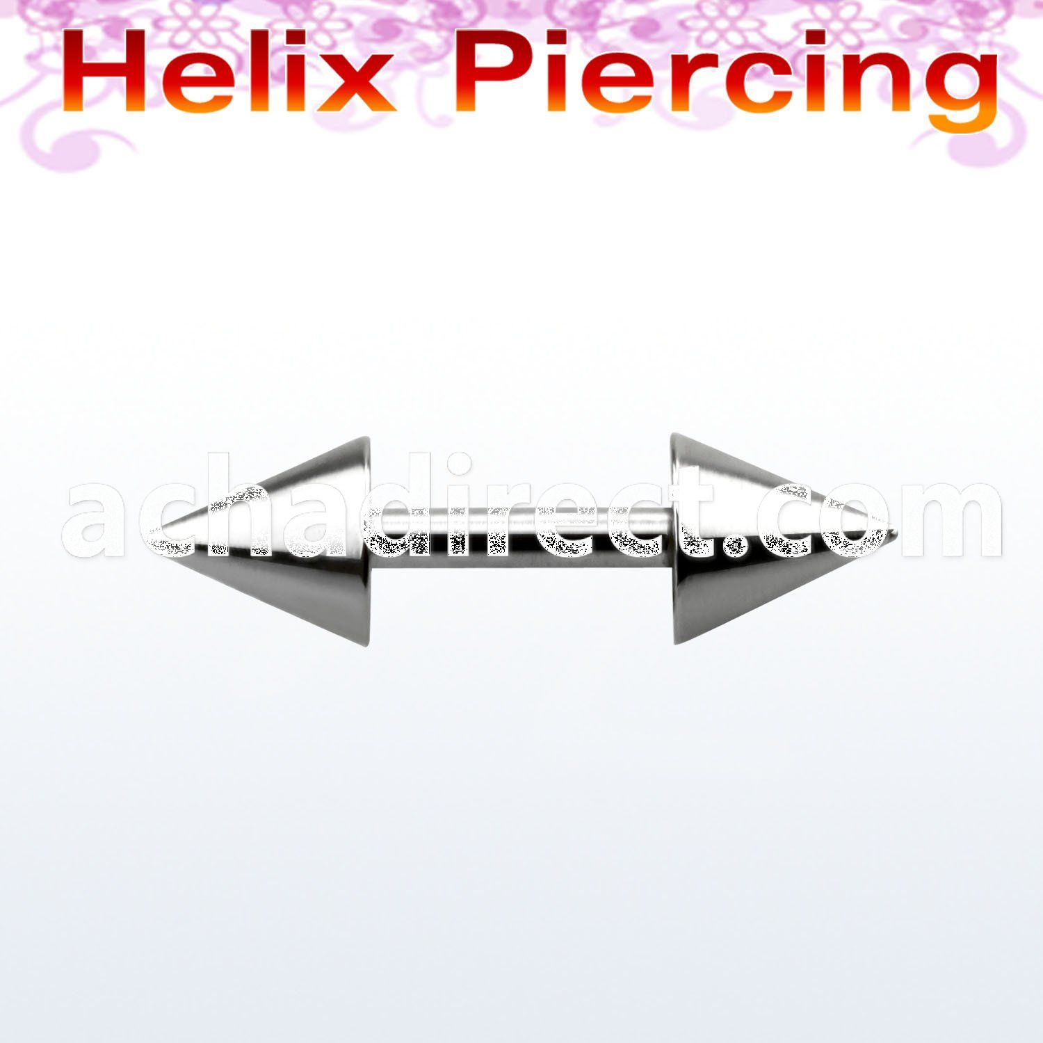 bber30 1 2mm 316l steel helix barbell with two 4mm cones