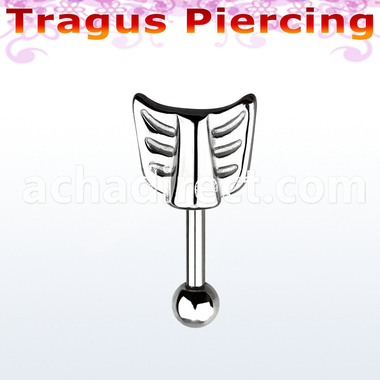 bber34 316l steel tragus barbell with steel arrow end ball