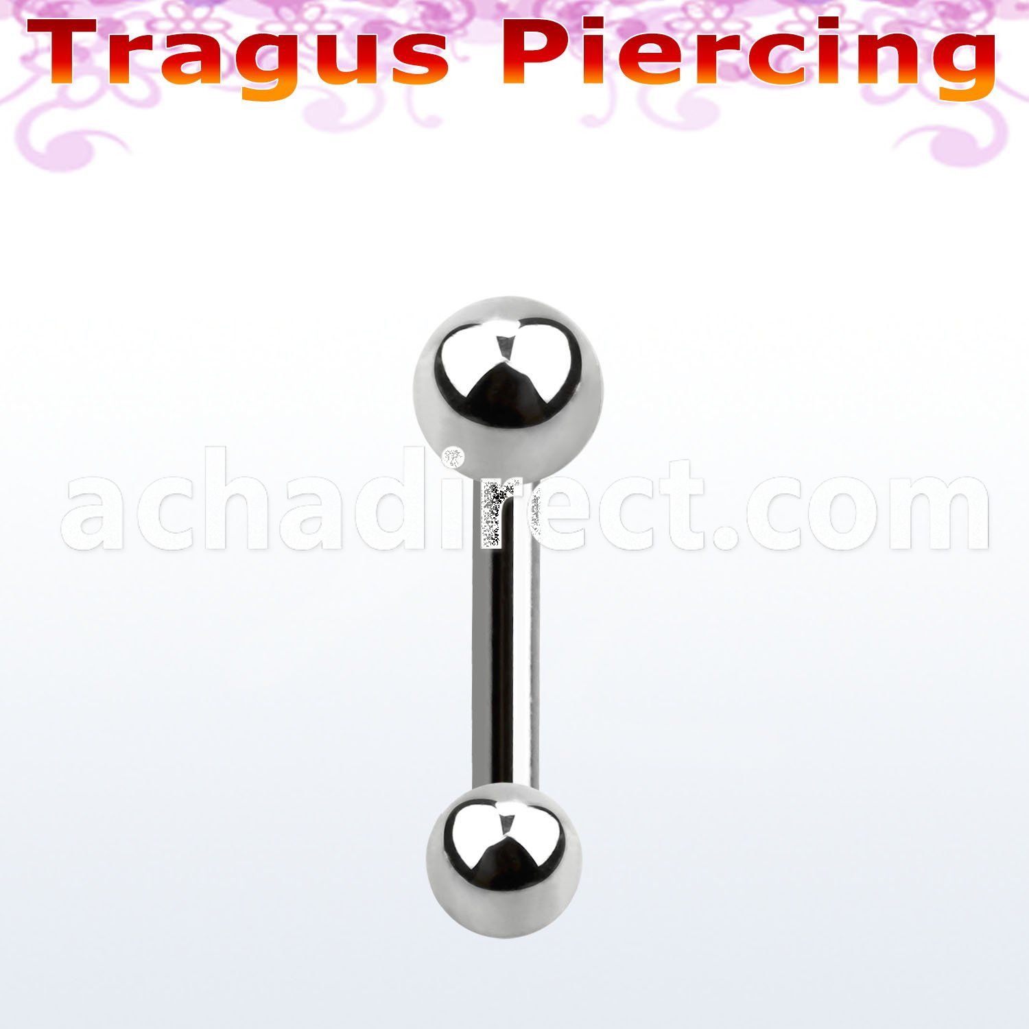 bber37 316l steel tragus barbell with 4 3mm plain steel ball