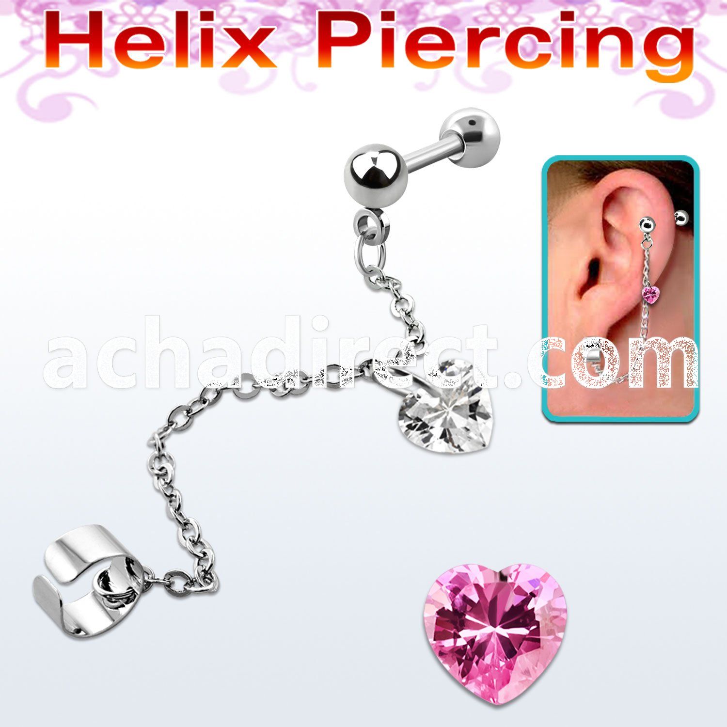 bber47 barbell with ball affix to helix clip via cz chain